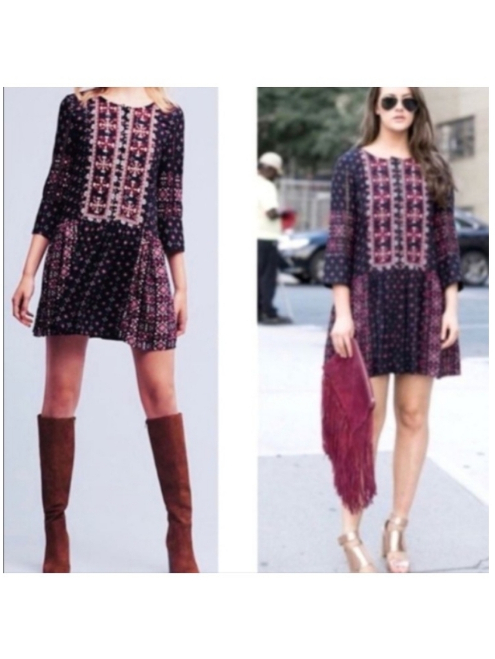 Anthropologie Vanessa Virginia Kaleidoscope Embellished Tunic Dress